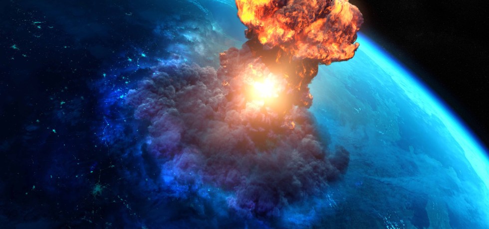 Artists rendition of an Asteroid strike